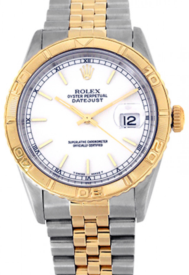 Rolex 16263 Yellow Gold & Steel on Oyster White with Gold Index